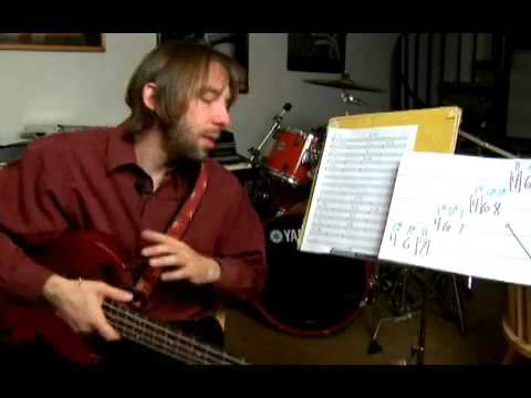 Measures 13-16 of a B Major Scale for Advanced Bass Guitar