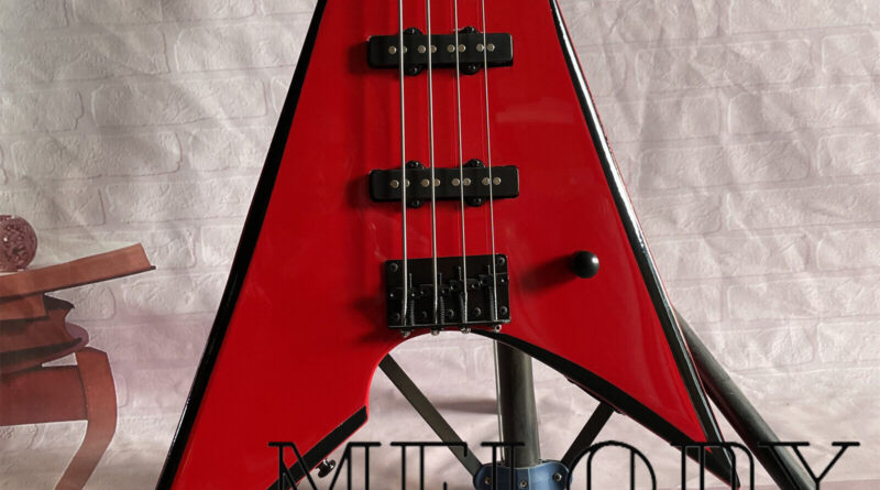 Red 4 Strings Swallow Tail V Red Electric Bass Guitar Maple Neck Basswood Body