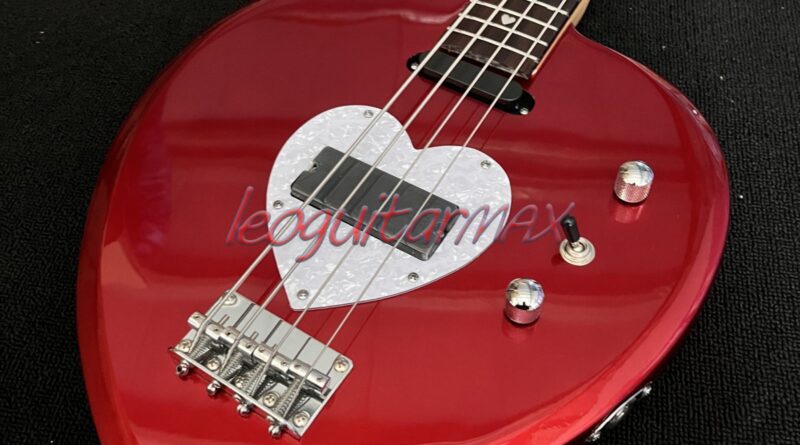 Red Custom Heart Shaped Electric Bass Guitar Solid Body Chrome Hardware Hot Sale