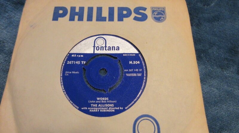 The Allisons Words 7" 1961 7" **EX+**