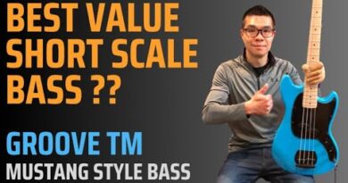 Best value short scale bass? In-depth review Groove TM Mustang bass (vs. Squier Bronco bass)